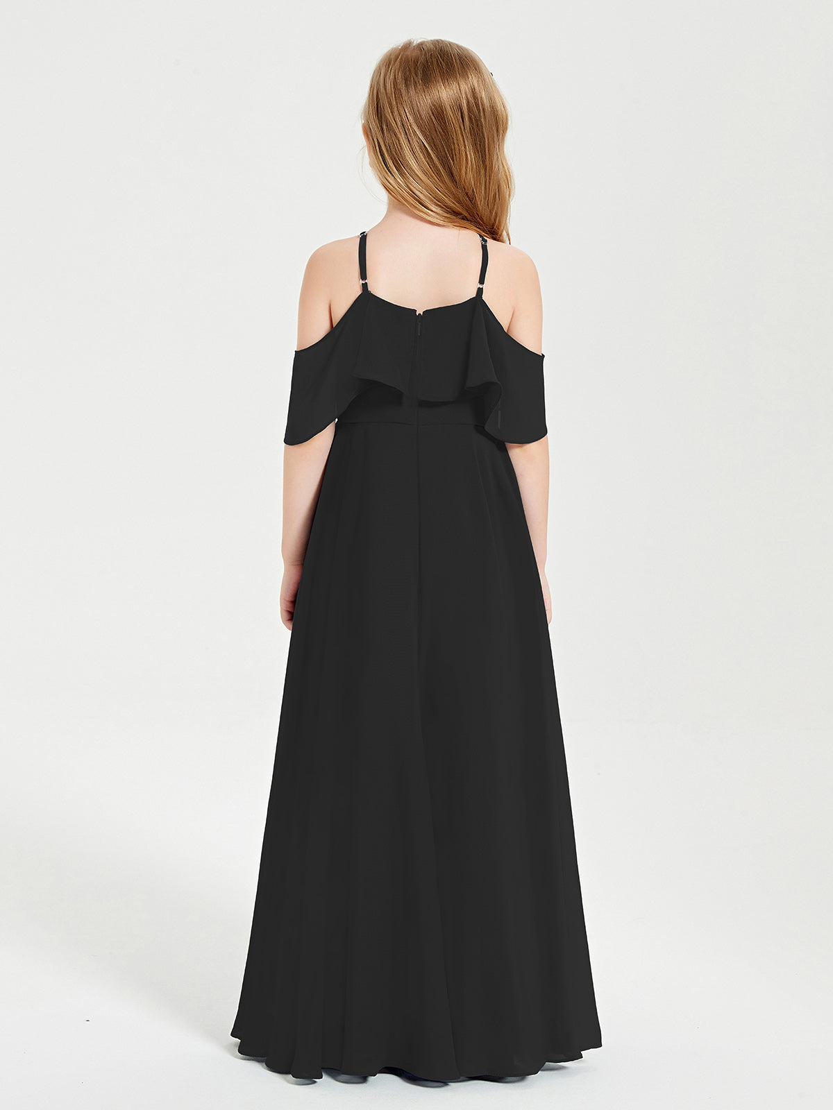 Off-the-Shoulder Long Dresses for Junior Bridesmaids Black